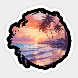 Sunset on the beach Sticker